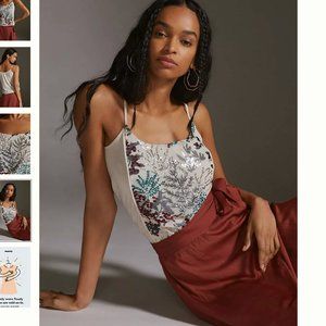 NWT Anthropologie Tiny Nadia Coral Embroidered Cami